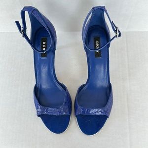 Size 8 DKNY Cobalt Blue faux snakeskin heel